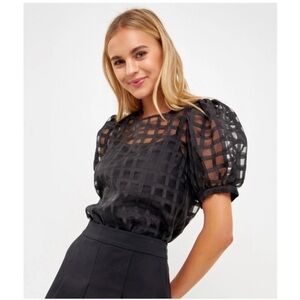 English Factory Gridded Sheer Organza Top - Medium